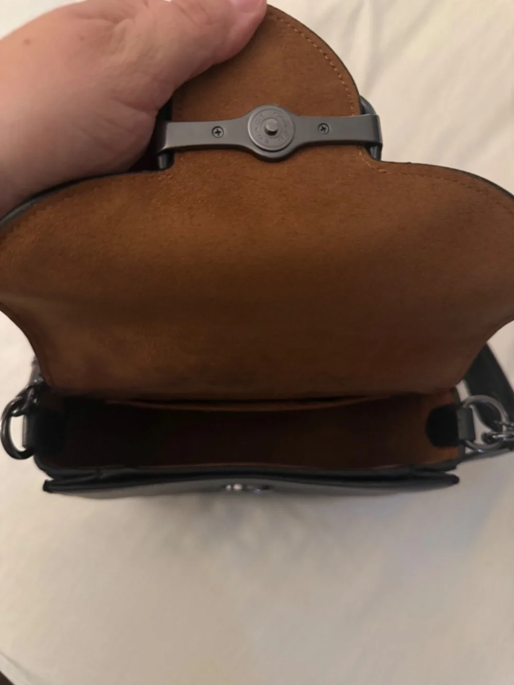 Coach Morgan Saddle Bag CG470 Black Pebble & Snake Embossed Leather - Picture 2 of 4